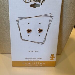 Disney Unwritten Rose Gold Heart Earrings